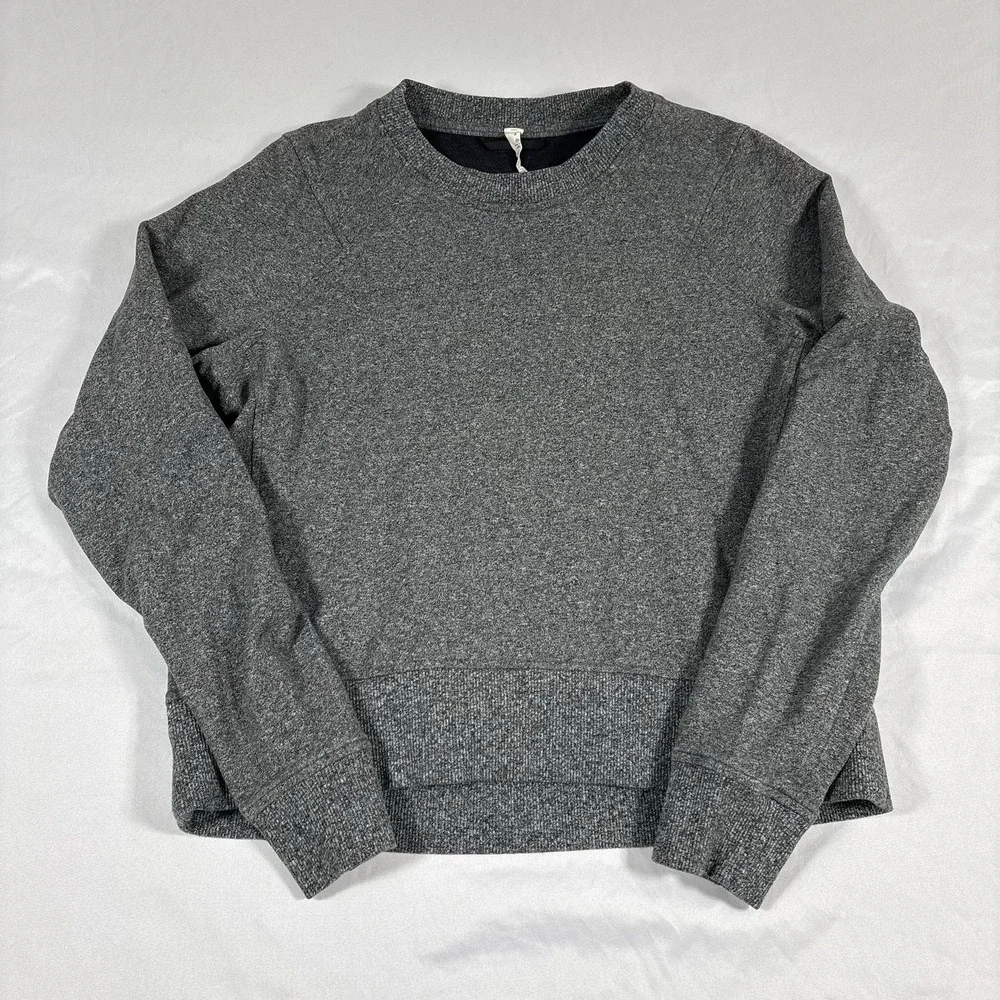 Lululemon Crewneck Pullover Sweater Womens Size‎ 4 Heather Gray Gym Workout - Picture 2 of 9